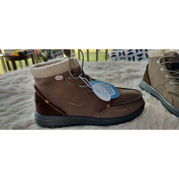 4037) Hey Dude Men's Brown Bradley Leather Boots Size US 10 - Picture 1 of 10